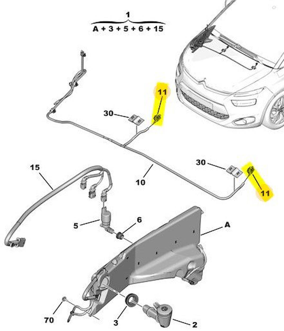 Citroen C4 Picasso Silecek Fıskiye Memesi Ön [Orjinal]